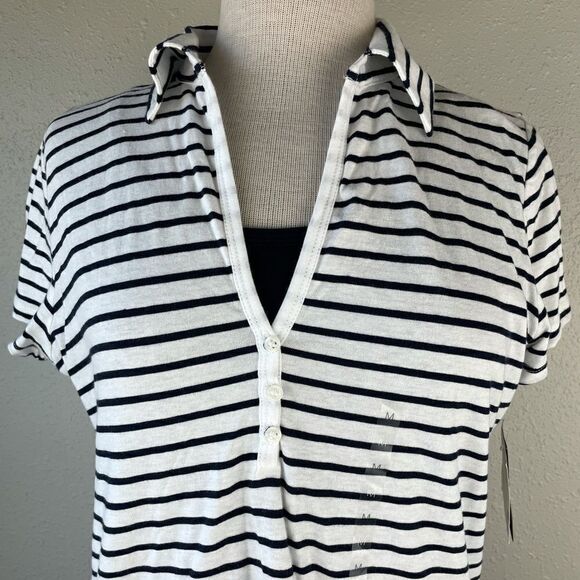 NWT Liz Claiborne Striped Polo Top Size M - Picture 2 of 9